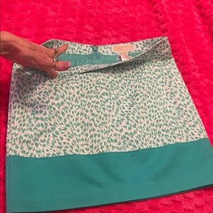 Michael Kors Teal and White Patterned Skirt